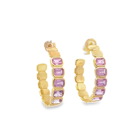 Pink Sapphire Bezel Earrings