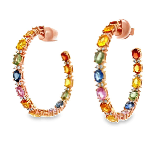 Rainbow Sapphire Hoops