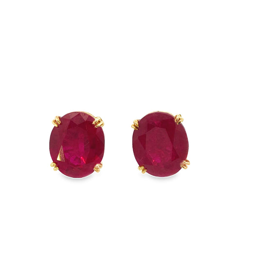 Oval Ruby Earrings