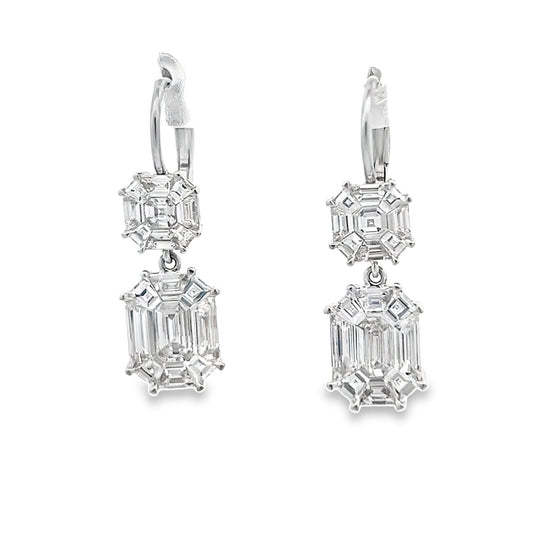 Double Diamond Drop Earrings