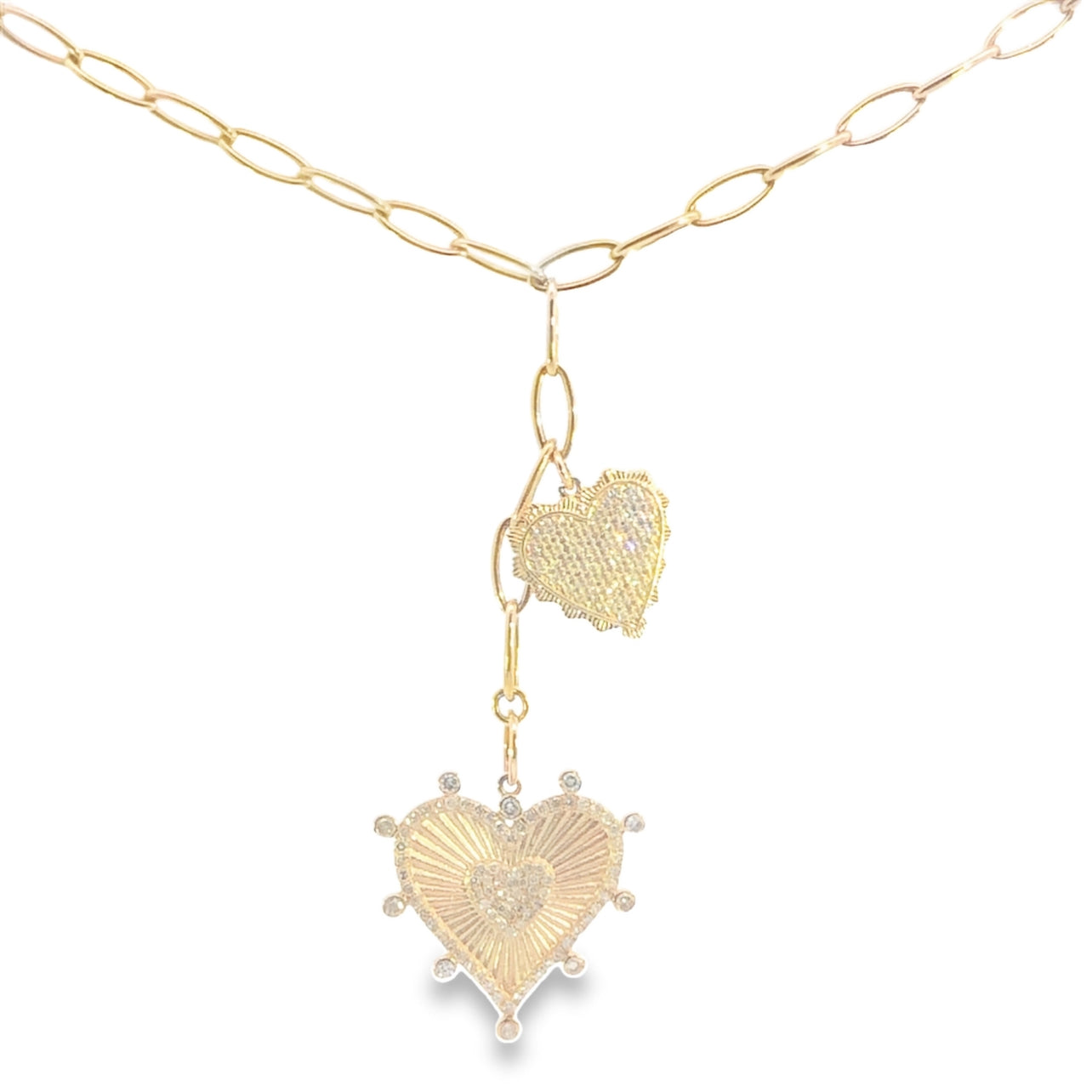 Two Diamond Heart Charm Necklace