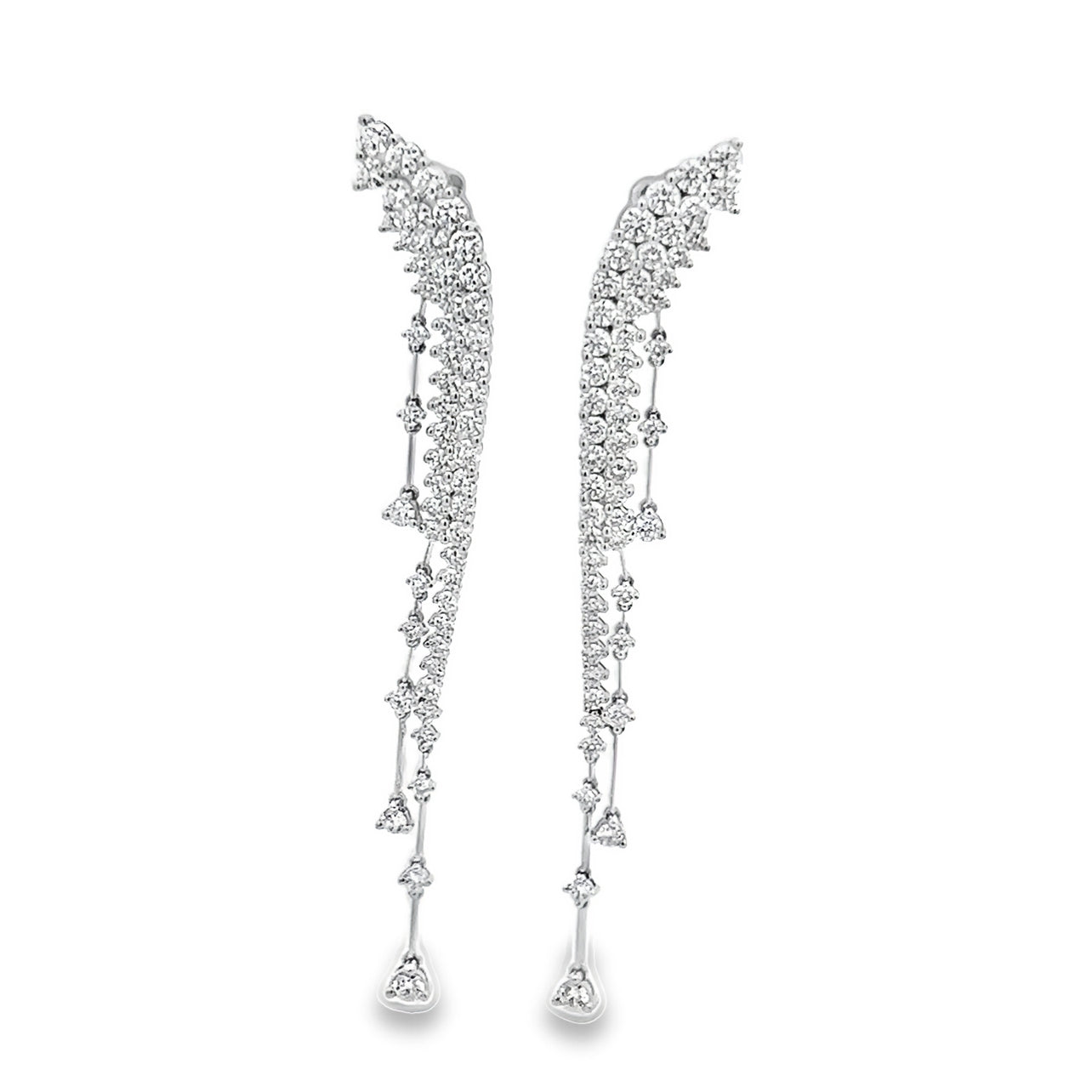 White  Gold and Diamond Waterfall Earrings