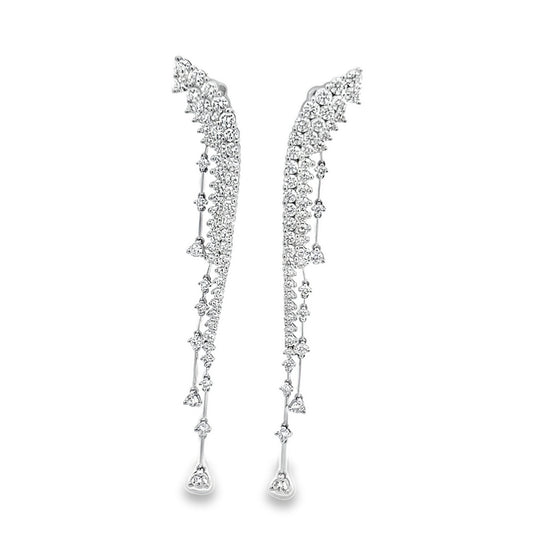 White  Gold and Diamond Waterfall Earrings