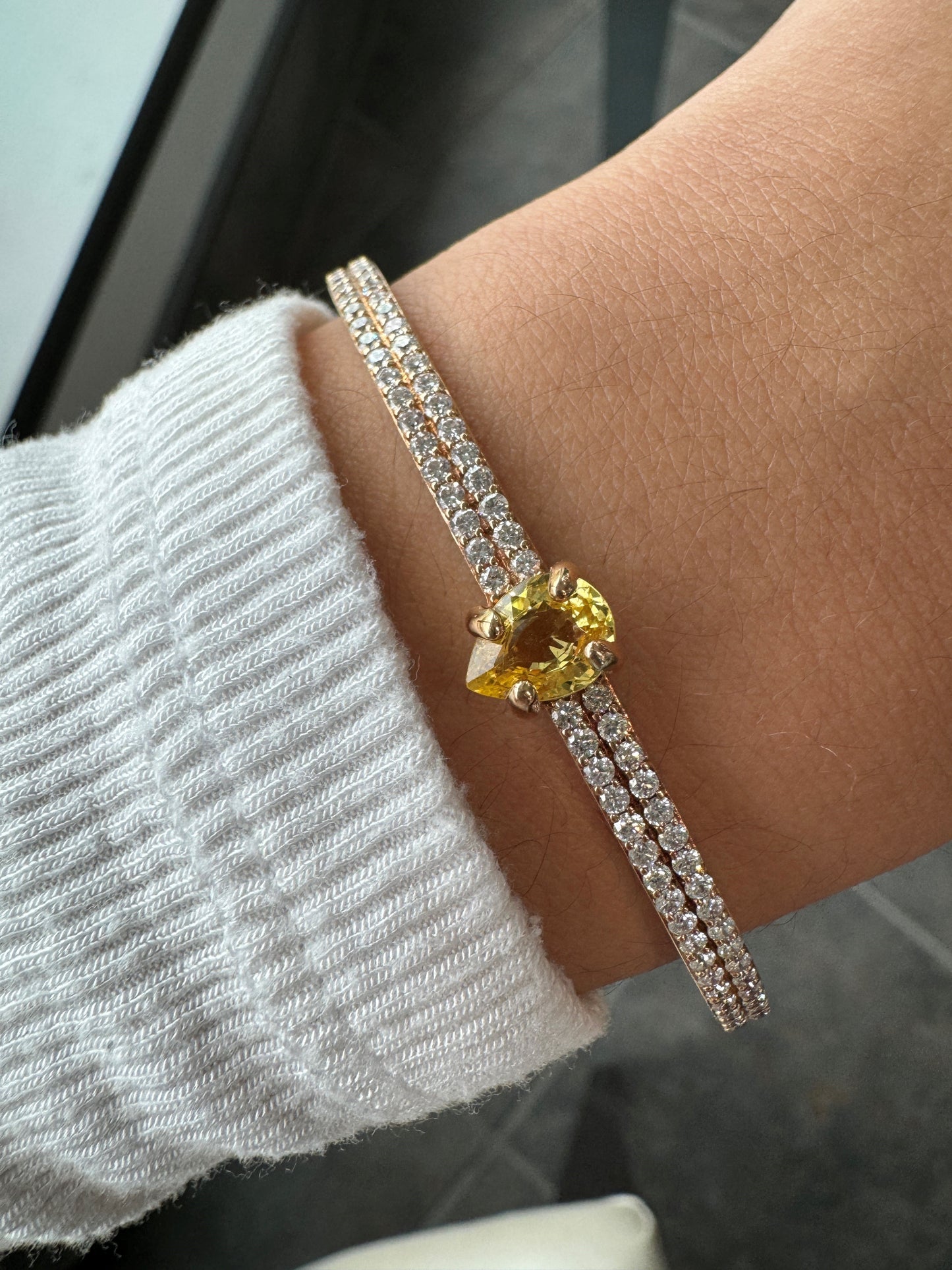 Yellow Sapphire And Diamond Bangle