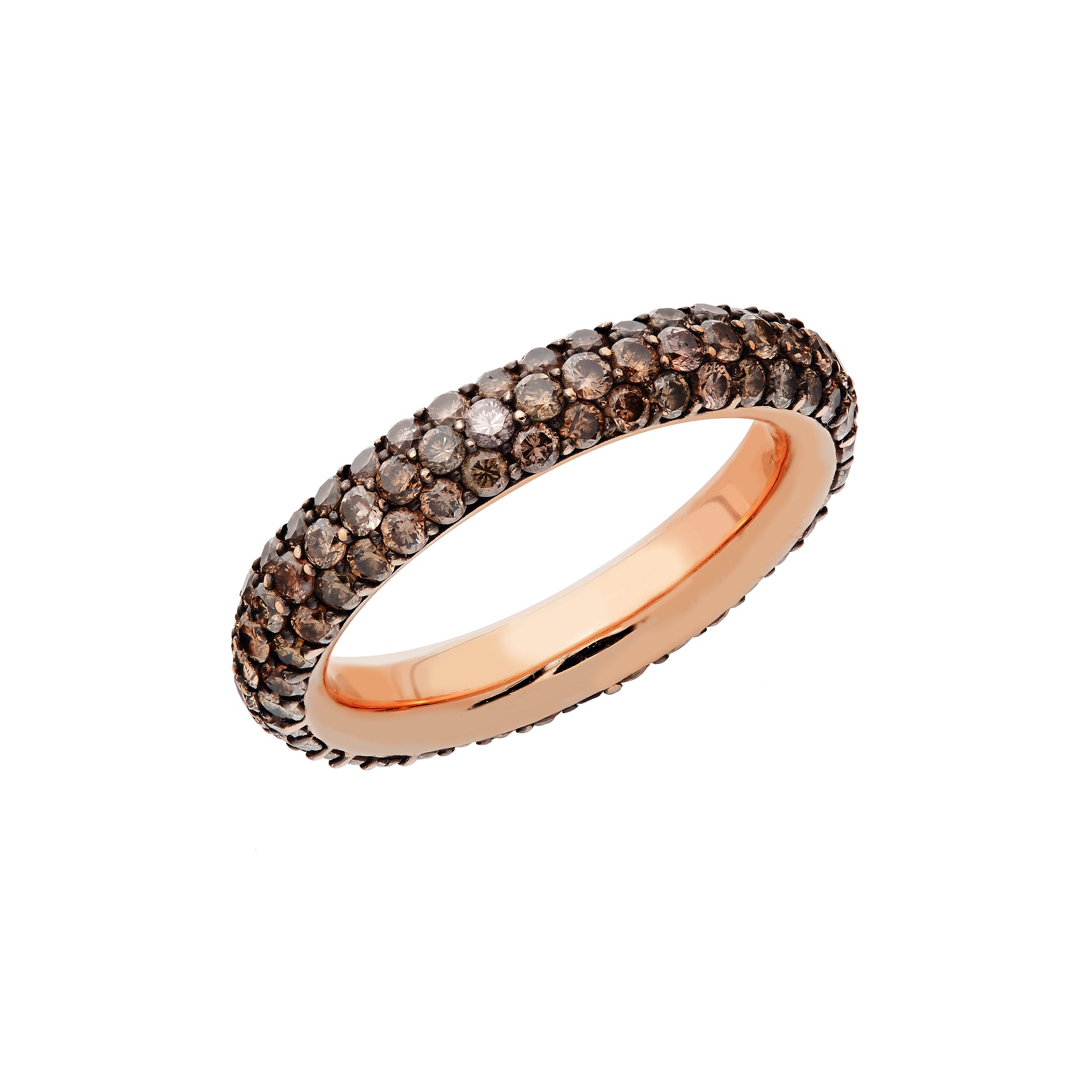 Modern White & Champagne Pavé Diamond 18 Karat Rose Gold Band Ring – Bardys  Estate Jewelry