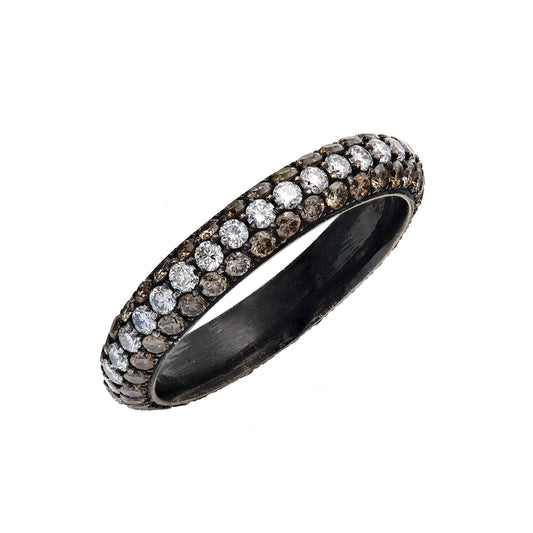 CHAMPAGNE AND WHITE DIAMOND PAVE BAND