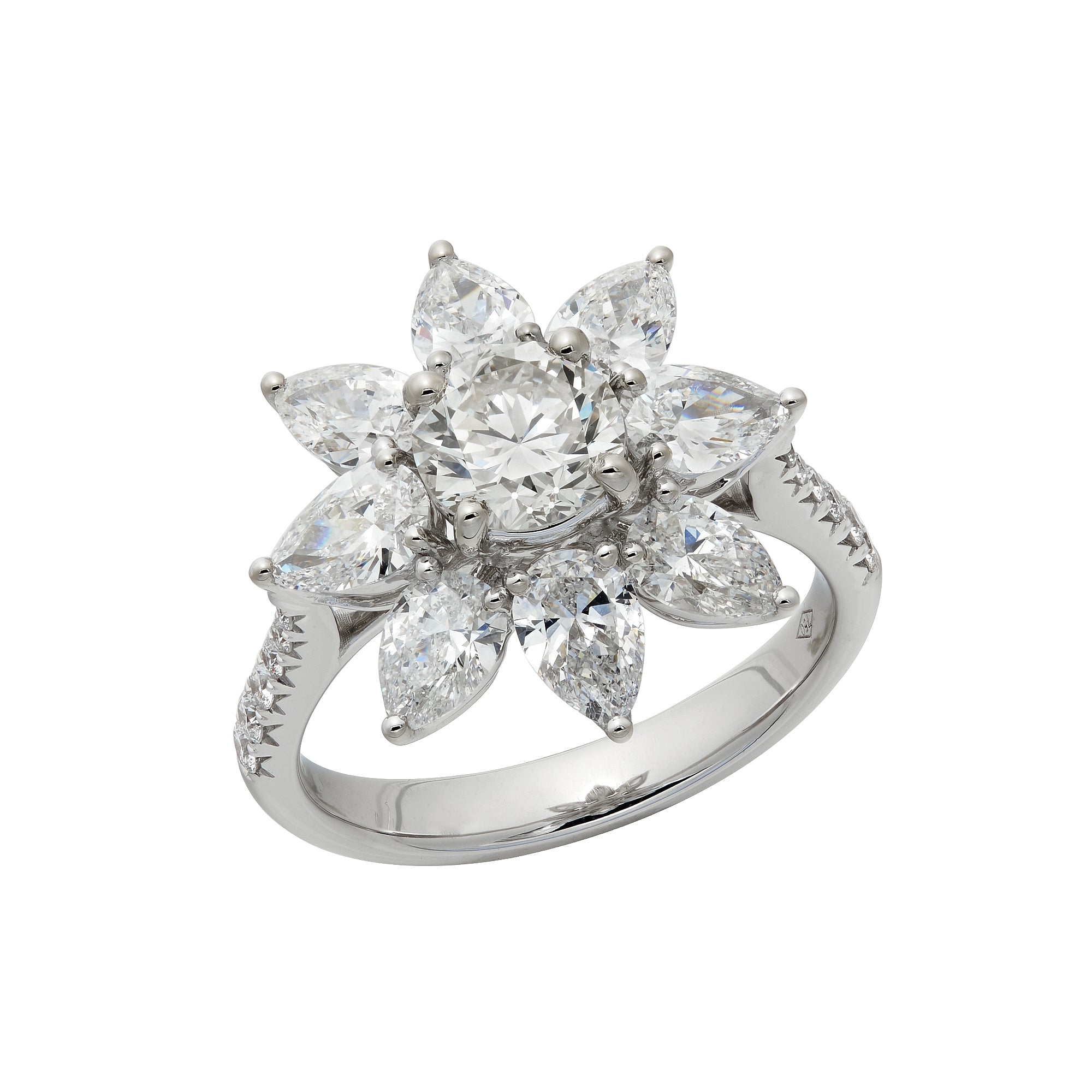Sterling Silver 0.10ct Total Diamond Flower Cluster Ring | H.Samuel