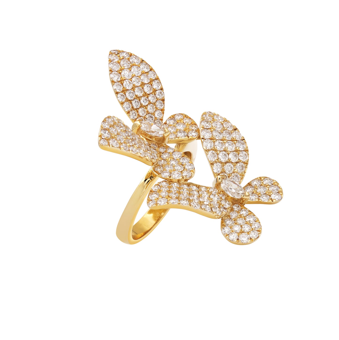 Yellow Gold Pave Butterfly Ring