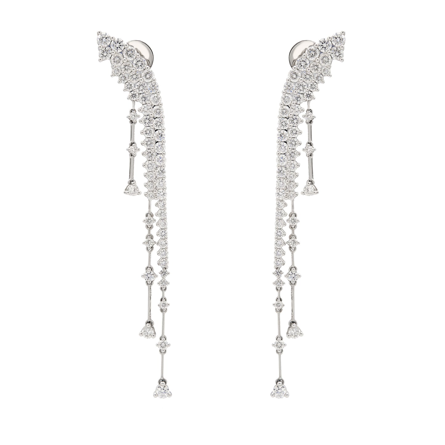 White  Gold and Diamond Waterfall Earrings